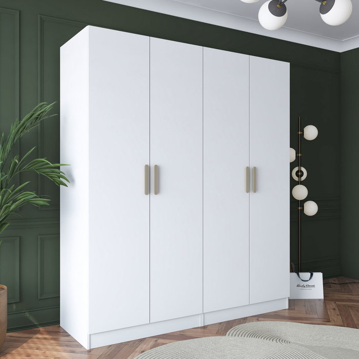 Hanah Home Armario Blanco con Estanterías Hanah Home Armario Blanco con Estanterías